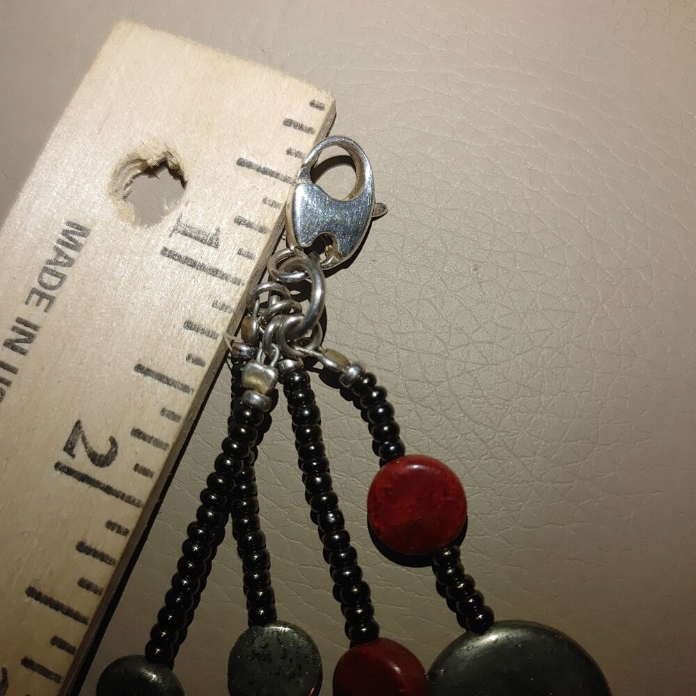 Sterling Silver Natural Stone Necklace Red Jasper or Coral stamped 925 - Picture 10 of 13